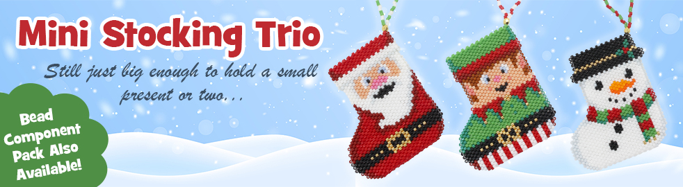 ThreadABead Mini Trio of Christmas Beadwork Stockings 