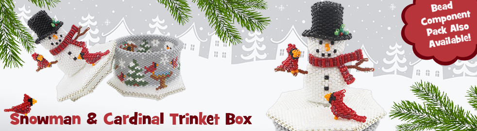 ThreadABead 3D Snowman and Cardinal Trinket Box Bead Pattern