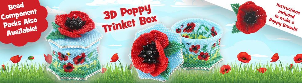 ThreadABead Poppy Trinket Box Bead Component Pack