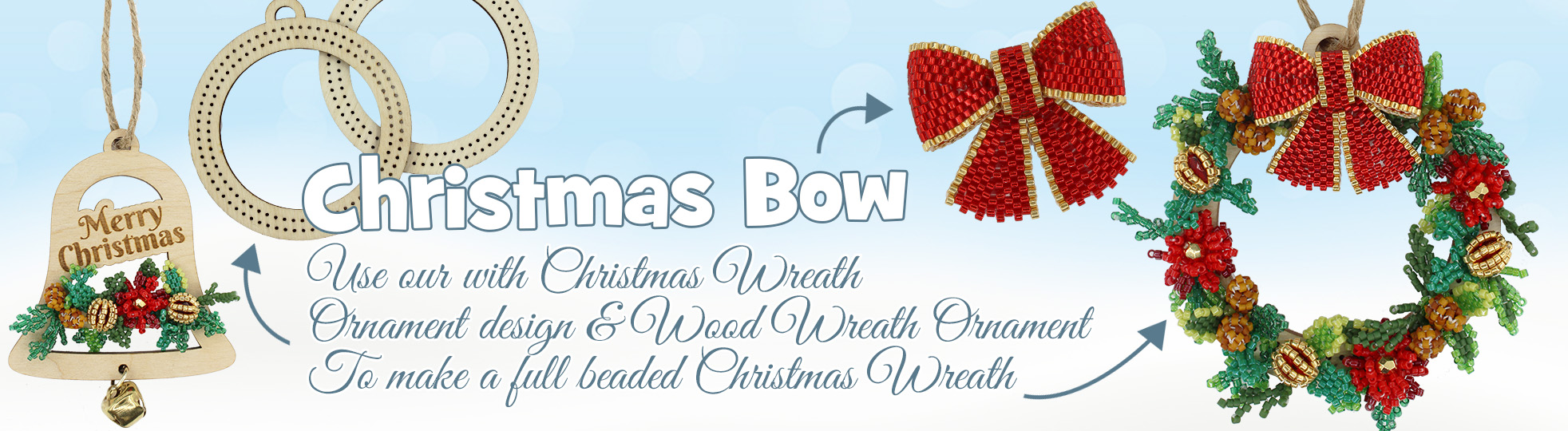 Christmas Bow for Wood Wreath Ornament Bead pattern